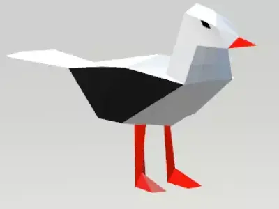 Lowpoly Seagull Low-poly 3D model