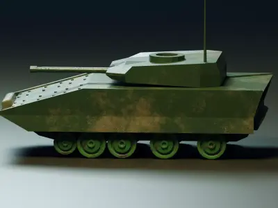 Army Tank with Textures Low-poly 3D model