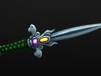 Dagger stylized hand-painted Low-poly 3D model