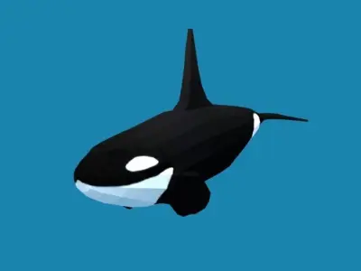 Low Poly Cartoon Orca Killer Whale Low-poly 3D model