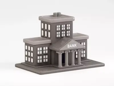 Cartoon Bank Building Low-poly 3D model