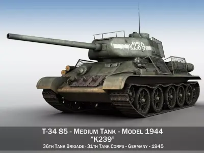 T-34 85 - Soviet medium tank - 239 3D model