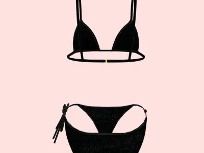 Sexy Black Dotted Bikini P04 Low-poly 3D model