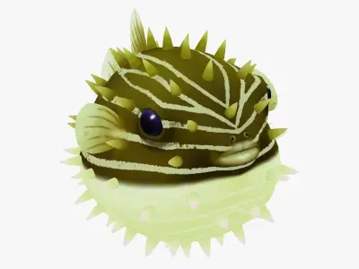 animated pufferfish Low-poly 3D model