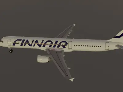 Finnair airbus a321-211 low poly 3d model  Low-poly 3D model