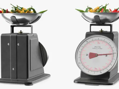 Analog Kitchen Scale with Chili Peppers Black 3D model
