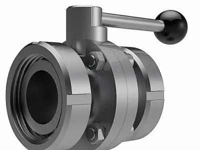 Manual Butterfly Valves - DIN11851 Female Ends - 3D model