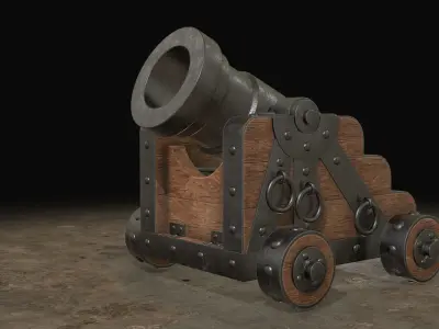 Cannon Mortar 1 Low-poly 3D model