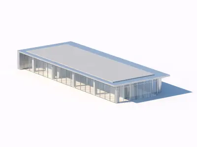 Contemporary glass office pavilion 3D model