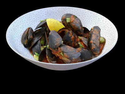 MUSSELS MARINARA Low-poly 3D model