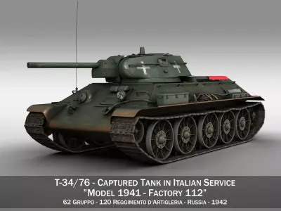 T-34-76 - Model 1942 - Soviet tank in Italian Service 3D model