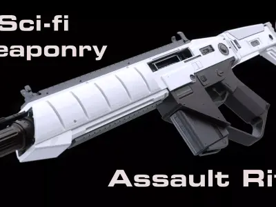Low-poly Sci-fi Assault Rifle Low-poly 3D model