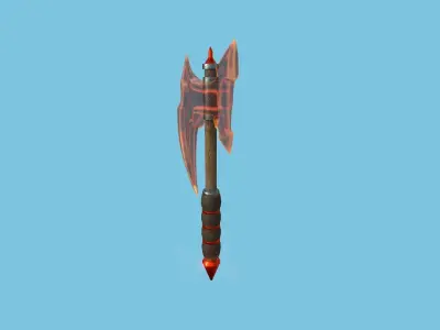 Medieval Battle Axe 02 Transparent Red - Fantasy Weaponry Low-poly 3D model