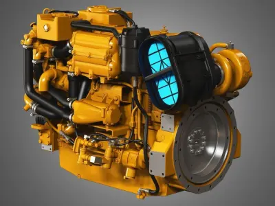 3406C Engine - 6 Cylinder Industerial Diesel Engine  3D model