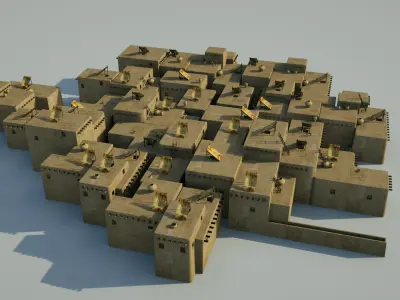 Prehistoric neolithic structures village 3D model
