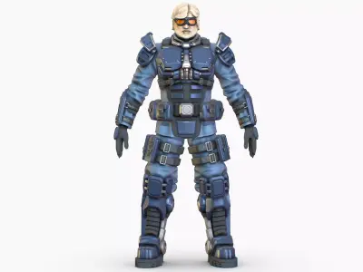 High Poly Man Military Heavy Armor Future 3D model