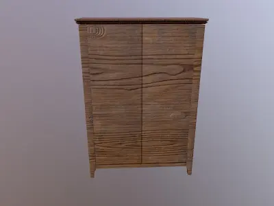 Low Poly Old Wardrobe  Free low-poly 3D model