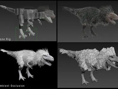 Feathered Tyrannosaurus Low-poly 3D model