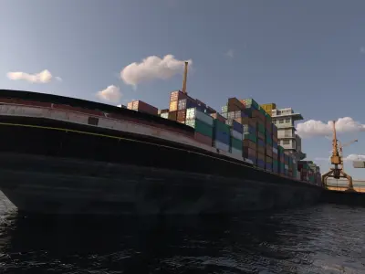 Detailed Commercial Harbor 3D Pack 3D model