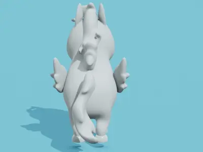 Cute white Pegasus with wings  3D model