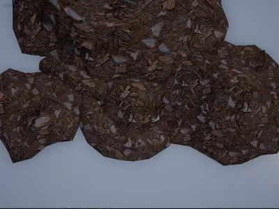 Destroyed Brick Rubble Piles Low-poly 3D model