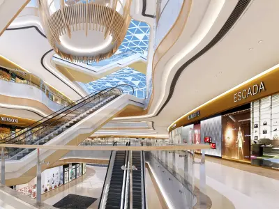 Shopping Mall interior Low-poly 3D model