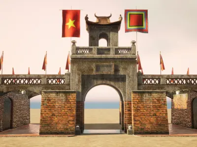 Hanoi - O Quan Chuong Gate - VietNam Low-poly 3D model