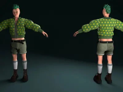 Cyber woman mercenary Low-poly 3D model