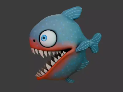 Piranha cartoon 3D model
