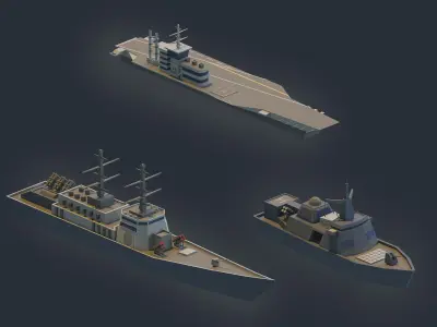 Ships and Boats Low-poly 3D model