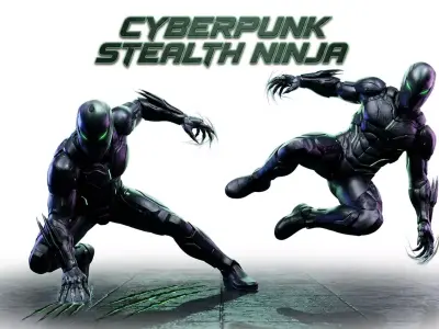 Cyberpunk Stealth Ninja - PBR Low-poly 3D model