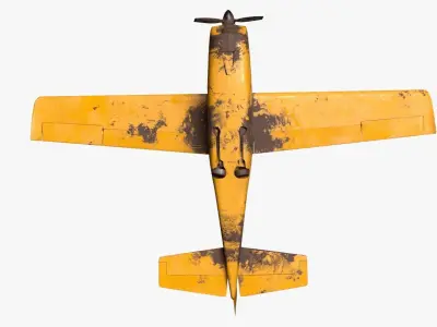 realistic destroyed propeller plane Low-poly 3D model