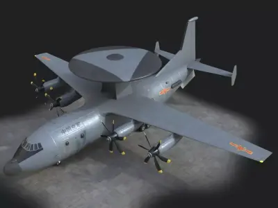 two coatings Chinese KJ500 awacs KJ-500H Yun9 Y9 Low-poly 3D model