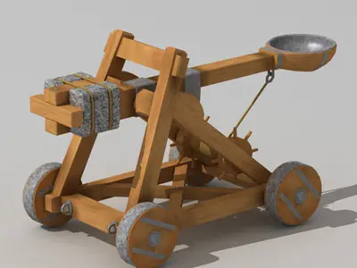 Catapult wooden cannon 3D model