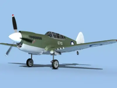 Curtiss P-40F Tomahawk V12 RNZAF 3D model