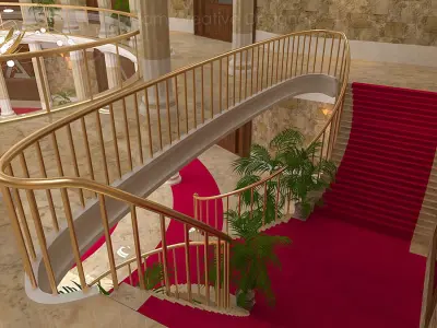Interior Model ornate lobby with carpet 3D model