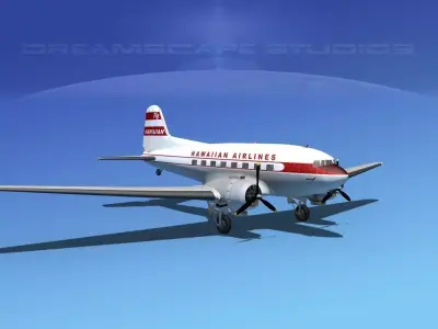 Douglas DC-3 Hawaiian Airlines 3D model