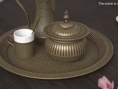 Traditional Arabic Coffee Serving Set 3D model