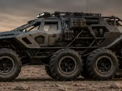 8x8 Monster Truck STL File 3D Print Futuristic Military Vehicle 3D print model