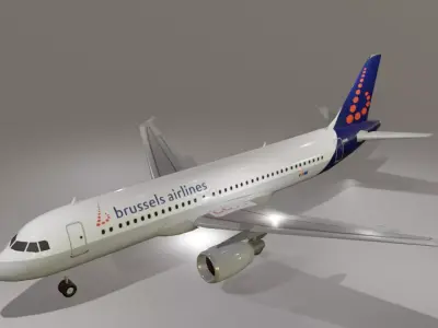 Brussels airlines airbus a320-214 low poly 3D model Low-poly 3D model