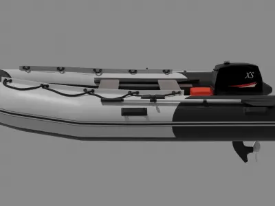 Rubber boat with outboard motor 3D model