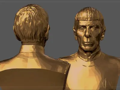 Mr Spock Bust  Polygonal 3D print model