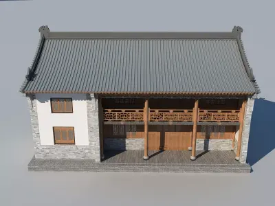 Chinese ancient architecture Low-poly 3D model