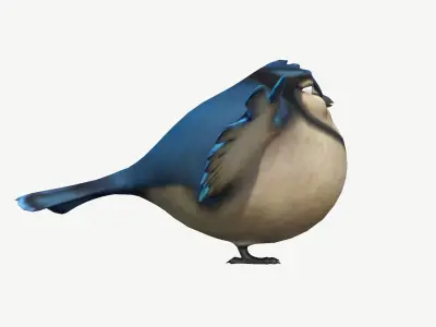 Fat Cartoon Bird Low-poly 3D model