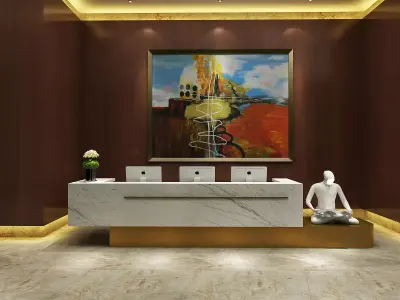Modern Hotel Reception Area 3D model