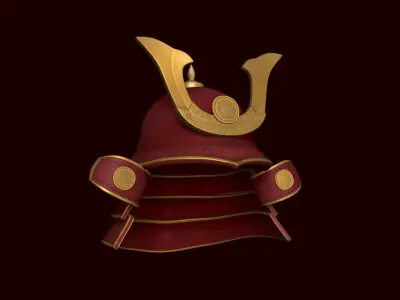 Samurai Helmet - Japanese Culture - Medieval Character Low-poly 3D model