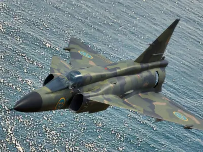 Saab 37 ViggenForest-High Quality Textures with Cocpit-Fully Rig Low-poly 3D model