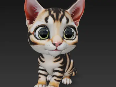Cat Kitten Realistic 3D Model Basic - Low Poly Realistic Low-poly 3D model