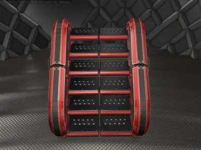 Sci-Fi Stairs - 29 - Red Version  Low-poly 3D model