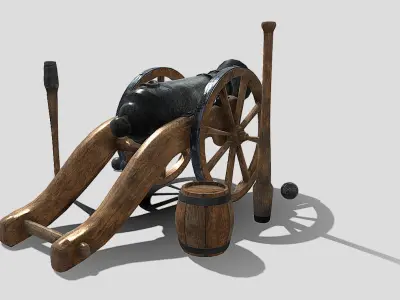 Old Iron Cannon Low-poly 3D model